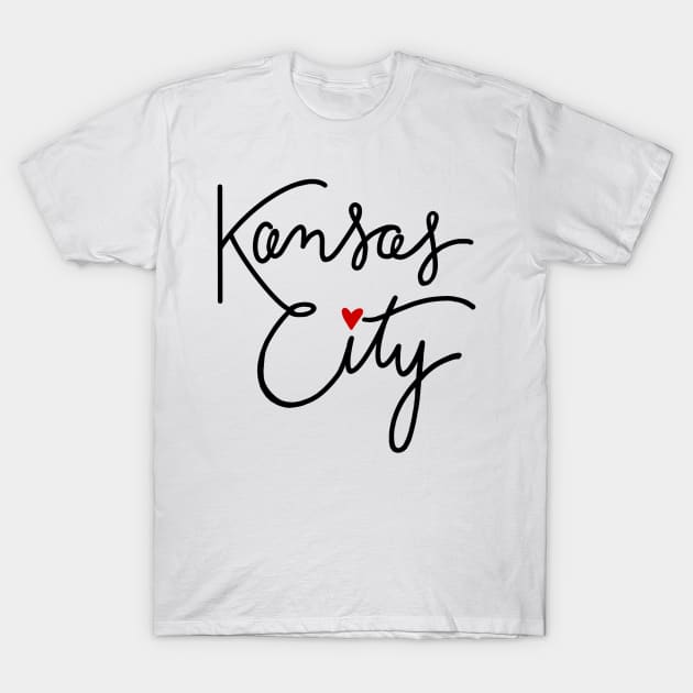 Cursive Kansas City Love T-Shirt by RuthMCreative